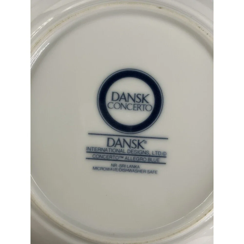 Dansk International Design Concerto Allegro TL Blue White Rim Soup Pasta Bowls 4